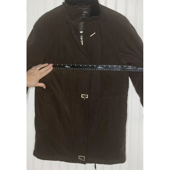 Fleet Street Women’s Faux Suede Toggle Button Zip Front Chocolate Brown Jacket-S - Picture 12 of 16